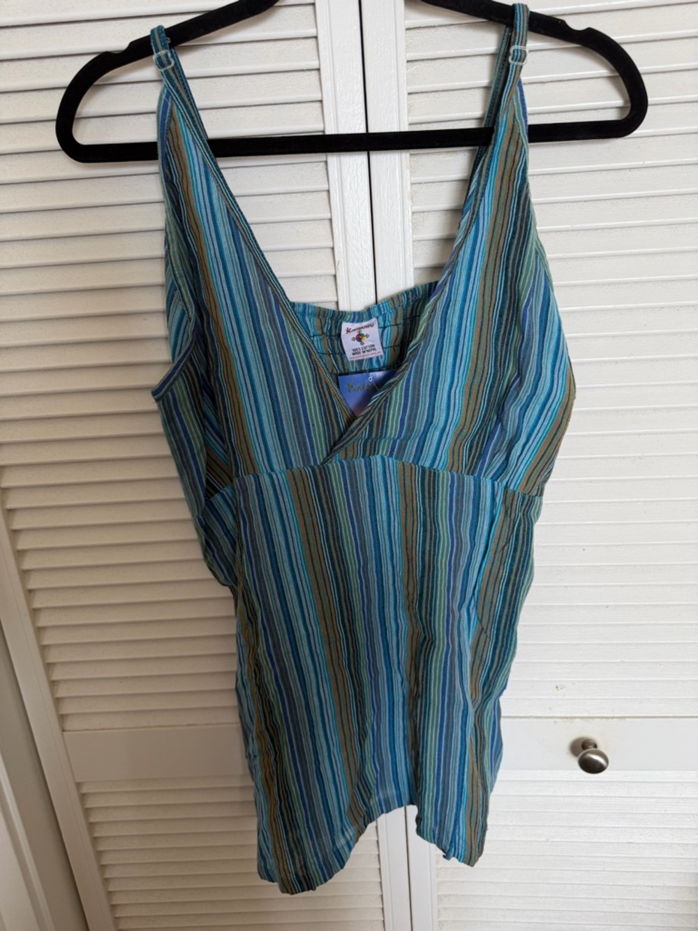 NWOT Blue and Teal Striped top.